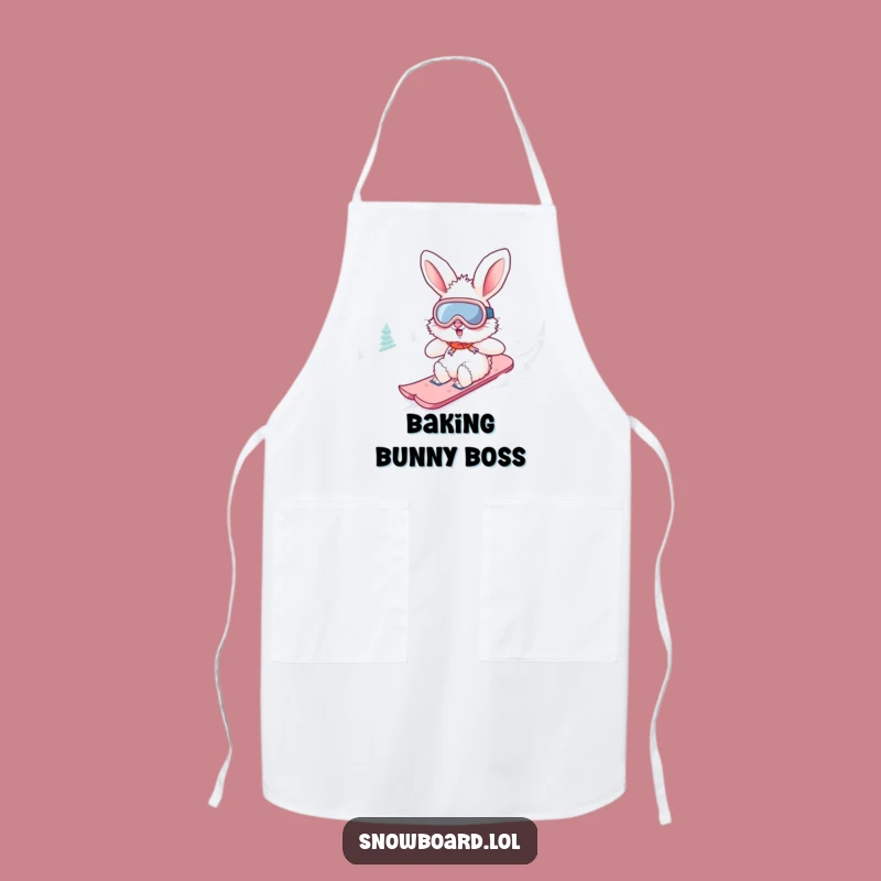 Funny Bunny Snowboard Apron: Chef Bunny Design for a Hilarious Cooking Gift!