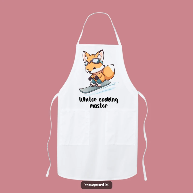 Funny Fox Cub Snowboarding Jump Apron - Chef's Hilarious Kitchen Accessory