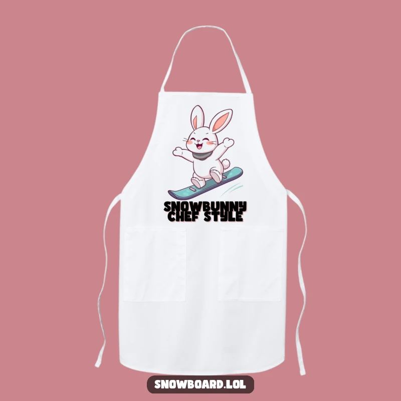 Funny Snowboard Rabbit Apron - Energetic Cooking Jump, Kitchen Fun!