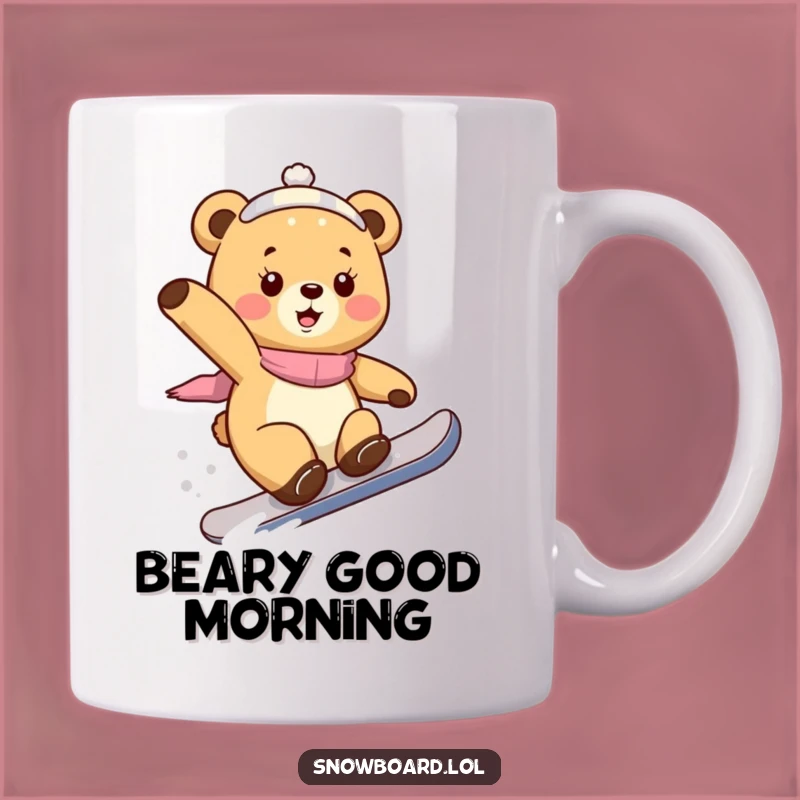 Funny Bear Cub Snowboarding Mug: Trick Master Winter Fun Gift