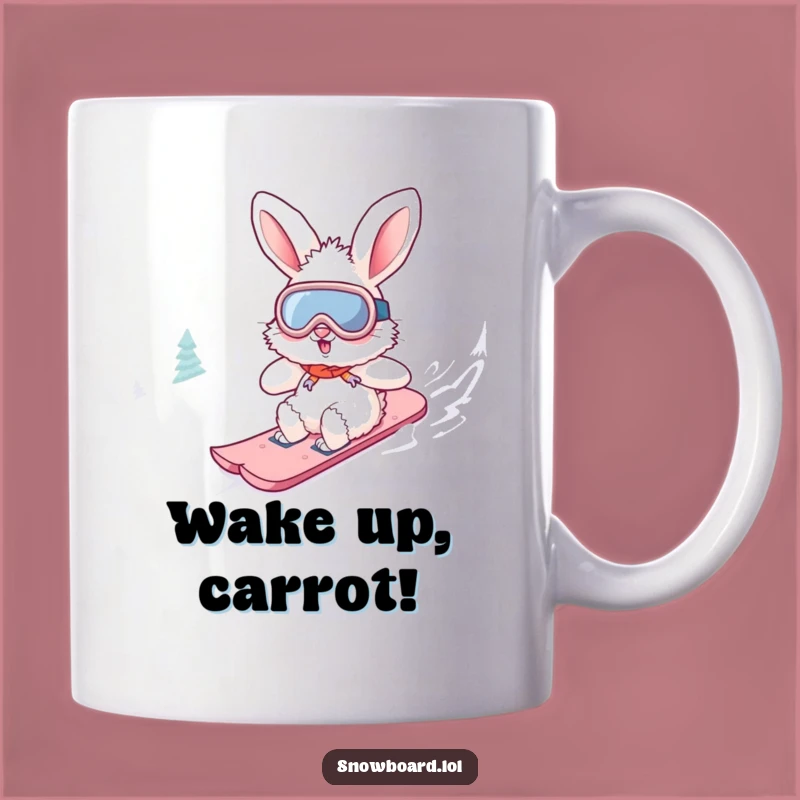 Funny Bunny Snowboard Mug: Fluffy Goggle Bunny Design for a Hilarious Gift!