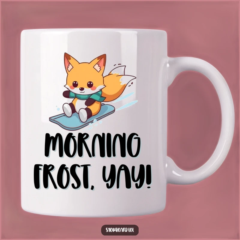 Funny Fox Snowboard Mug: Cheerful Rider, Winter Fun, Perfect Funny Gift