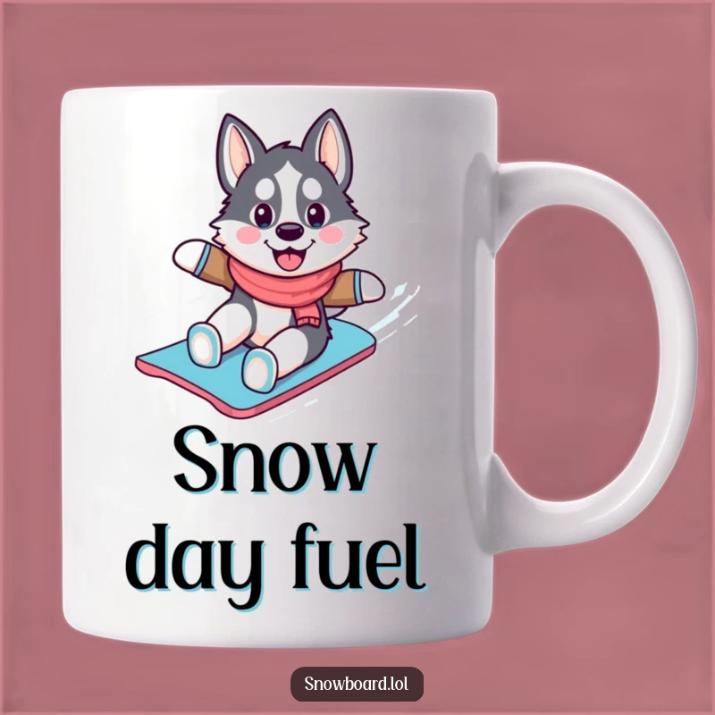 Funny Husky Snowboarding Mug: Slide Into Fun Winter Gift