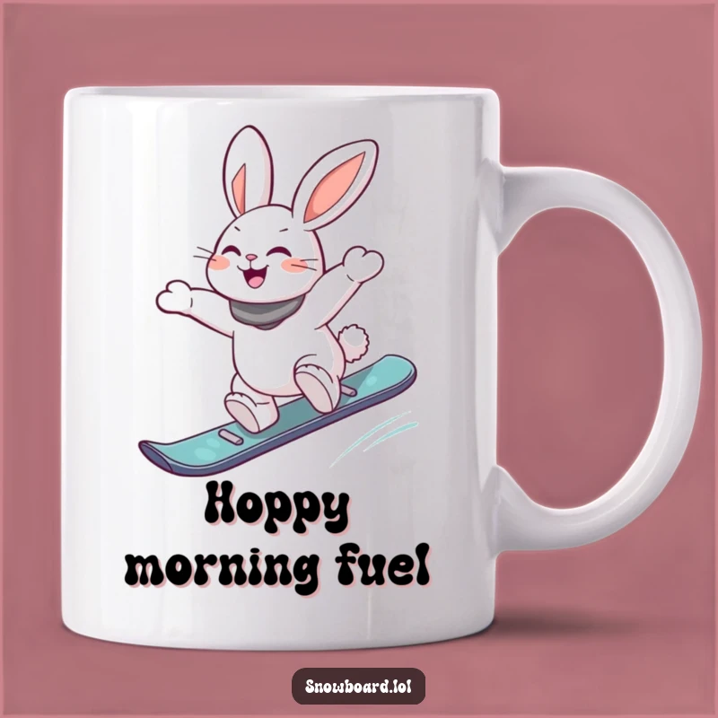 Funny Snowboard Rabbit Jump Mug - Energetic & Joyful Action, Perfect Gift!