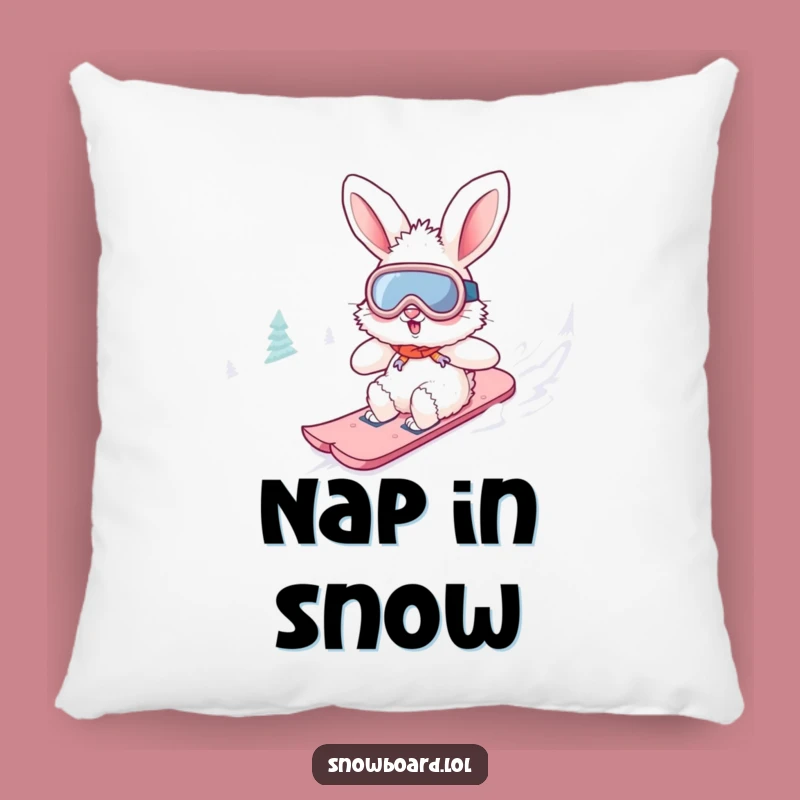 Funny Bunny Snowboard Pillow: Soft Fluffy Bunny Cushion for a Hilarious Gift!