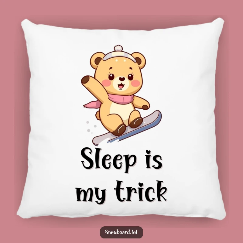 Funny Bear Cub Snowboarding Pillow: Cozy Up With Wild Tricks Gift