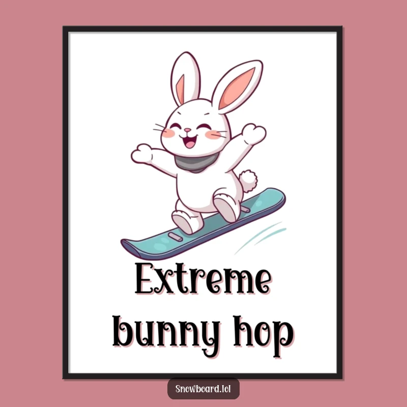 Funny Snowboard Rabbit Digital Art - Energetic Jump, Instant Joy!