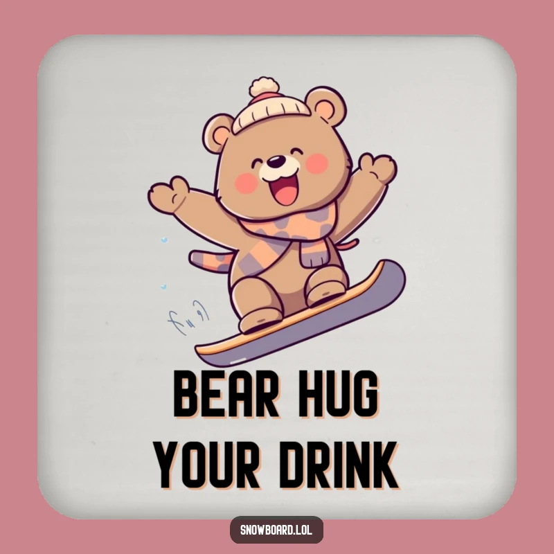 Funny Bear Snowboard Coasters: Protect Surfaces, Joyful Air Decor, Funny Gift Set