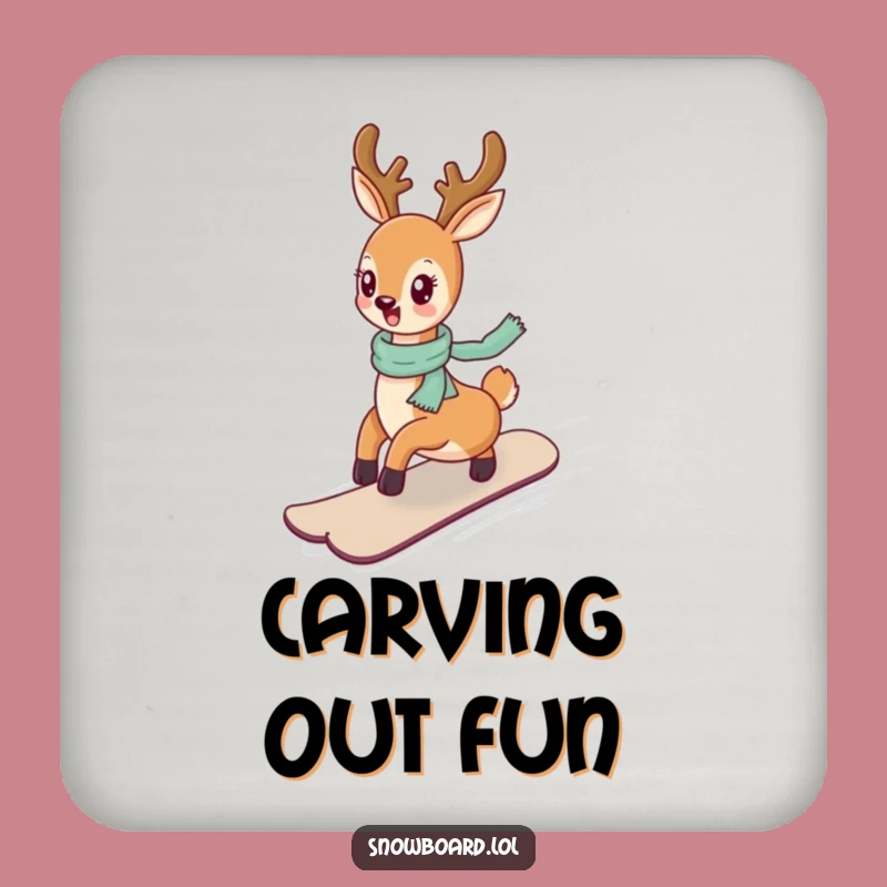 Funny Deer Snowboarding Coaster - Cheerful Protection for Your Surfaces