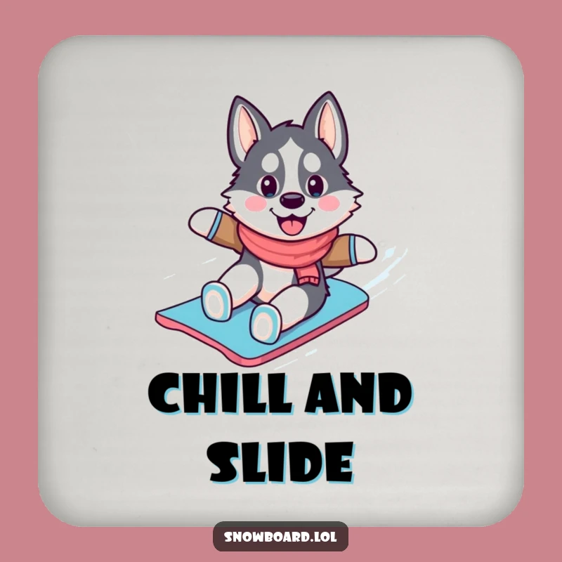Funny Husky Snowboarding Coaster: Protect Surfaces Snowy Style Gift