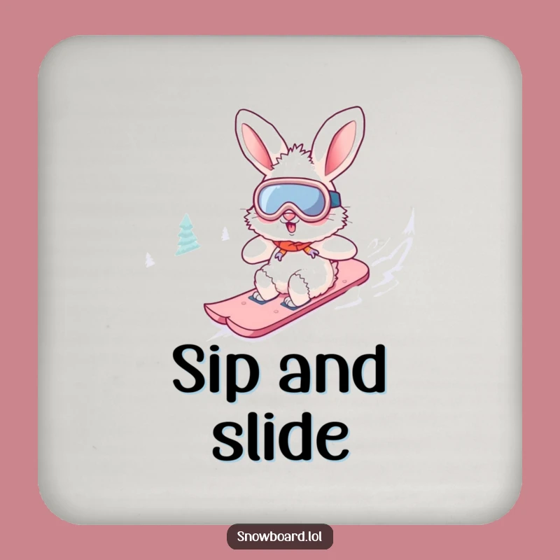 Funny Bunny Snowboard Coasters: Fluffy Bunny Art Pack for a Hilarious Gift!