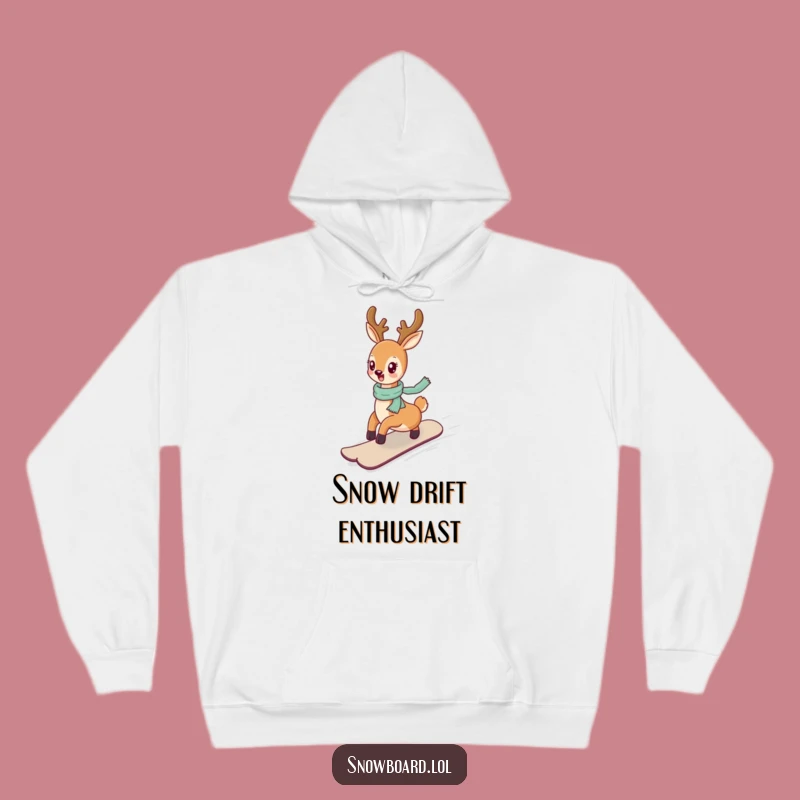 Funny Deer Snowboarding Hoodie - Cozy & Cheerful Winter Warmth