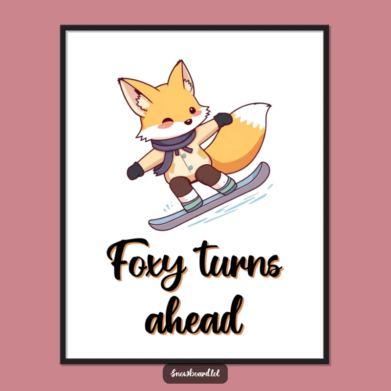 Free Printable Wall Art: Cute Fox Snowboarder Art for a Chic Downloadable Gift