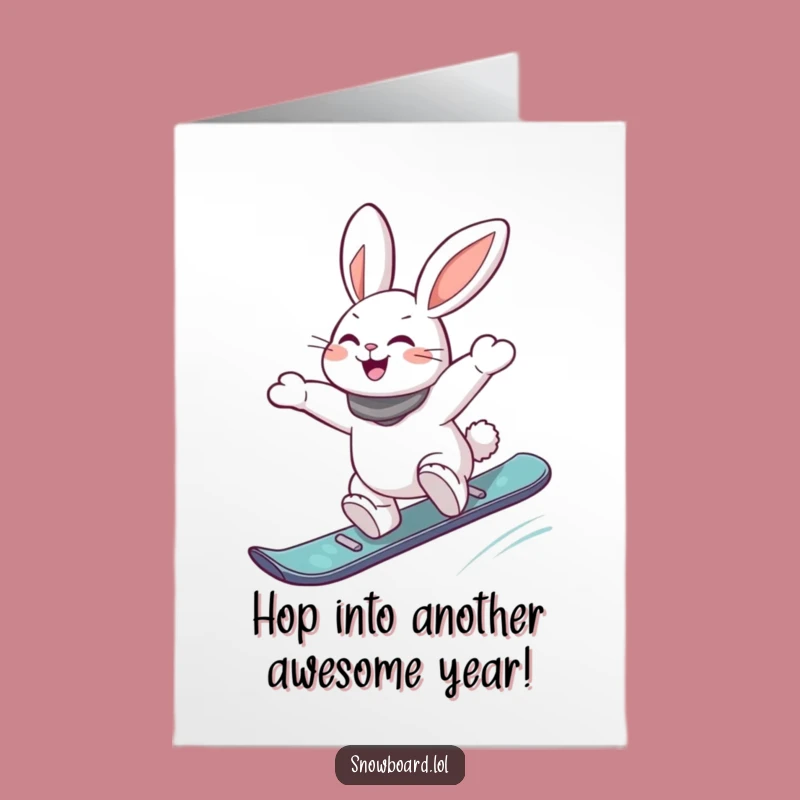 Free Printable Snowboard Rabbit Birthday Card: Hilarious Downloadable Gift for Action Lovers