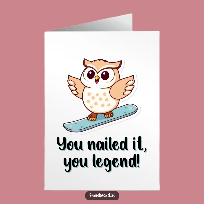 Free Printable Congrats Card: Snowboarding Owl, Epic Achievement Downloadable Gift
