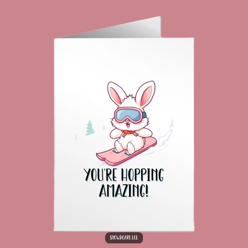 Free Printable Funny Bunny Card: Snowboarding Champ Con-GRATS from the Slopes!