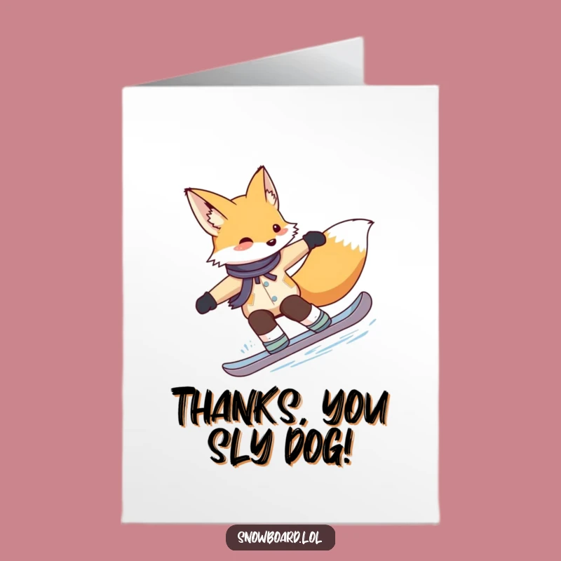 Free Printable Thank You Card: Cute Fox Snowboarder for a Chic Downloadable Gift