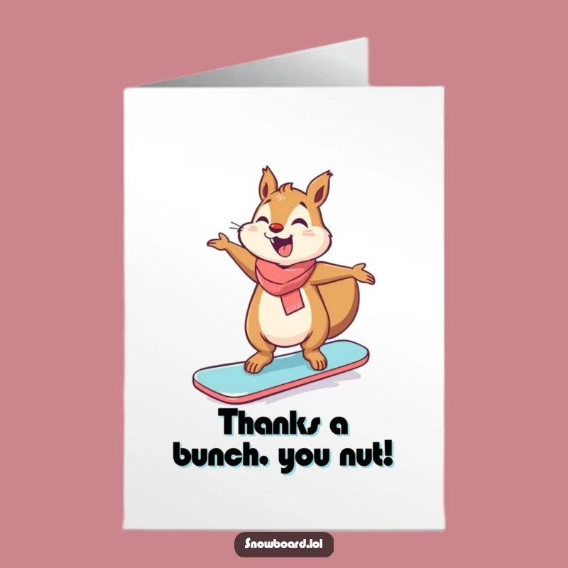 Free Printable Squirrel Snowboarder Thank You Card: Giggling Balance Downloadable Gift