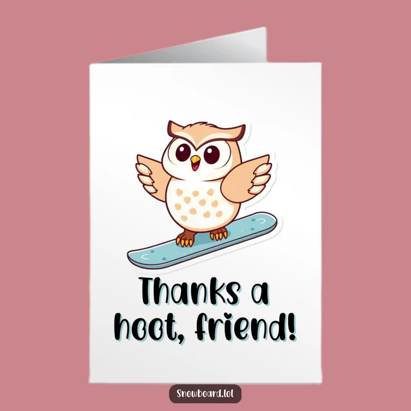 Free Printable Thank You Card: Snowboarding Owl, Grateful Downloadable Gift