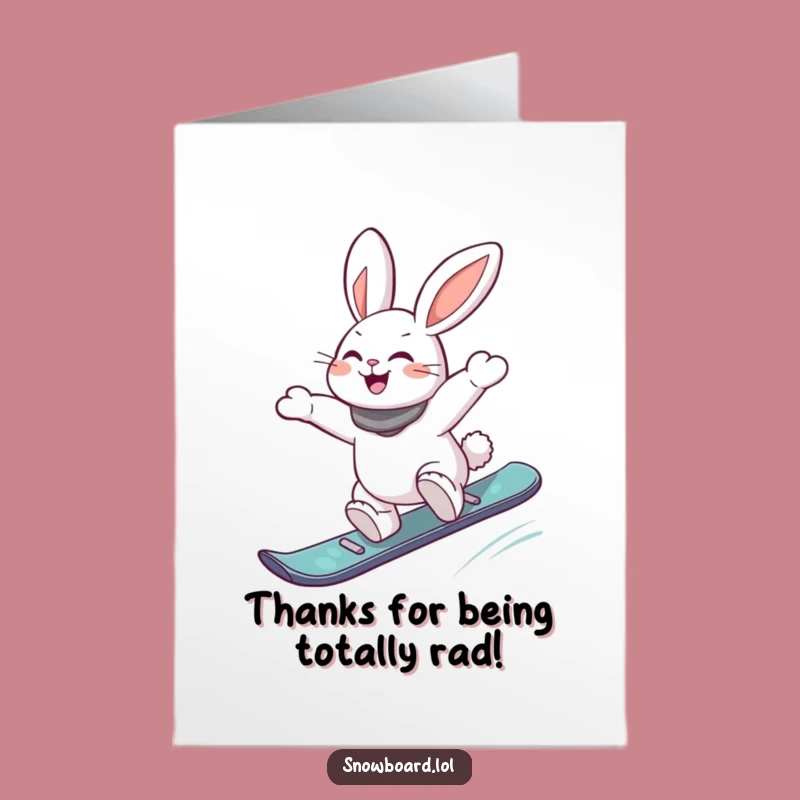 Free Printable Snowboard Rabbit Thank You Card: Radical Thanks, Downloadable for Fun