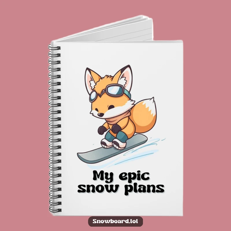 Funny Fox Cub Snowboarding Jump Notebook - Journal Your Hilarious Adventures