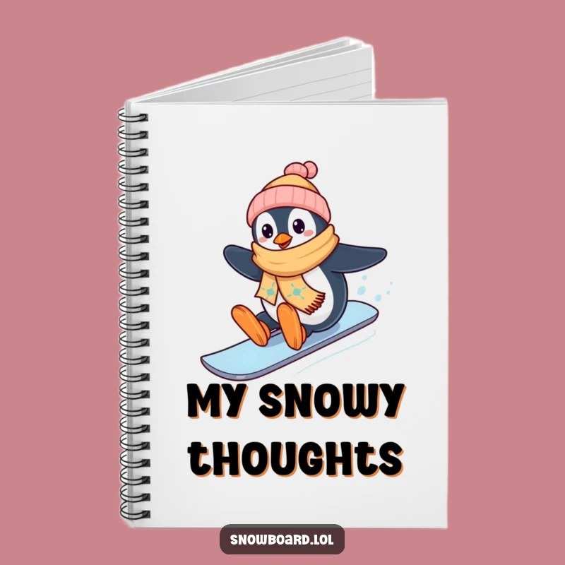 Funny Penguin Snowboard Notebook: Jot Down Winter Ideas, Happy Rider Journal, Funny Gift