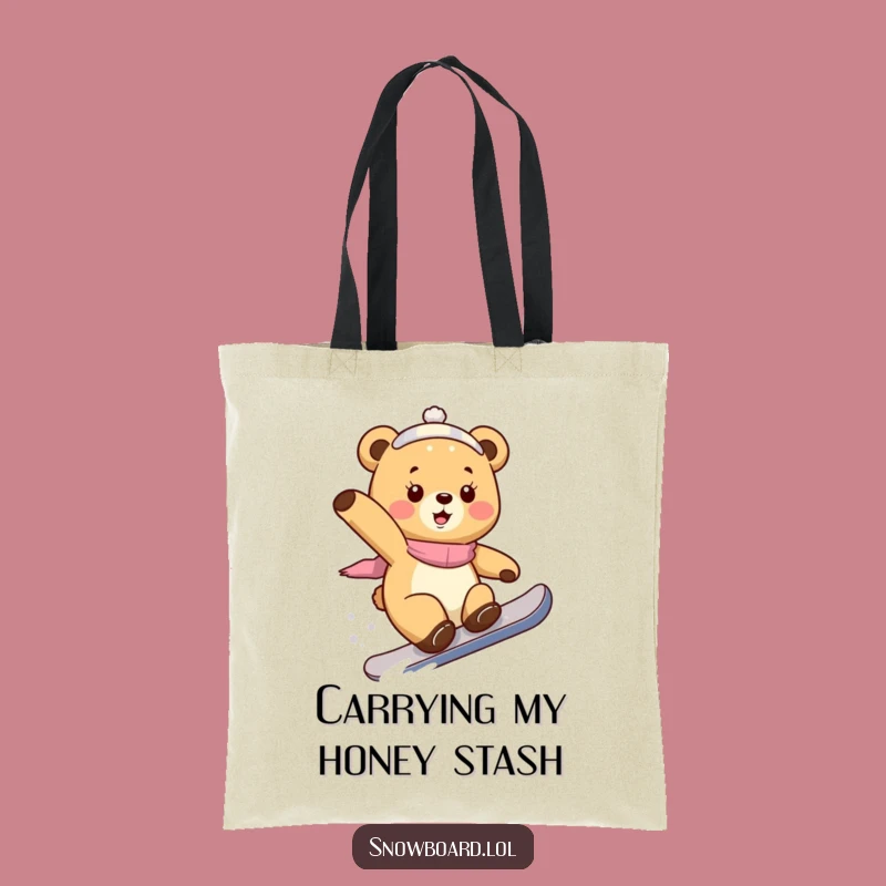 Funny Bear Cub Snowboarding Tote Bag: Carry Your Tricks In Style Gift