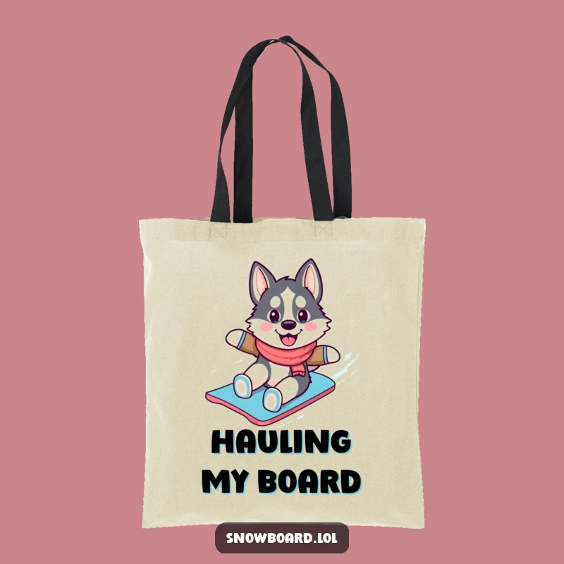 Funny Husky Snowboarding Tote Bag: Carry Your Winter Adventures Gift