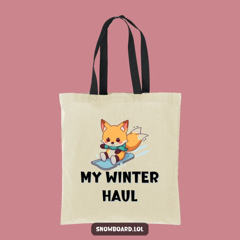 Funny Fox Snowboard Tote Bag: Carry Your Gear, Cheerful Whistler Essential, Funny Gift